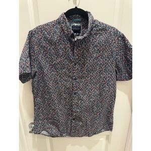 Men's button down floral shirt, short sleeve